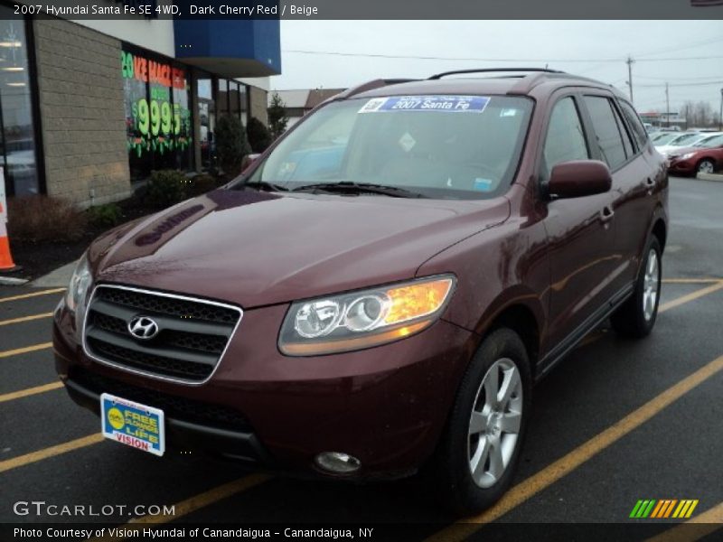 Dark Cherry Red / Beige 2007 Hyundai Santa Fe SE 4WD