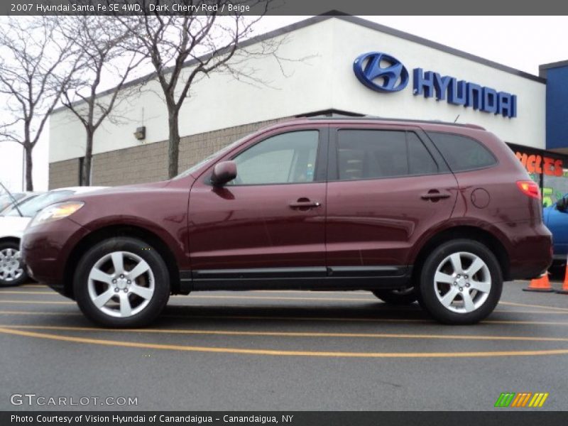 Dark Cherry Red / Beige 2007 Hyundai Santa Fe SE 4WD