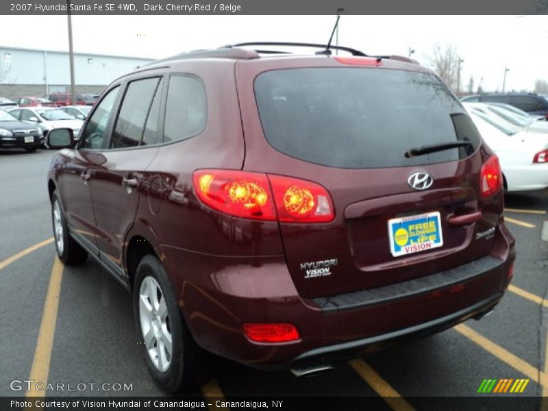 Dark Cherry Red / Beige 2007 Hyundai Santa Fe SE 4WD