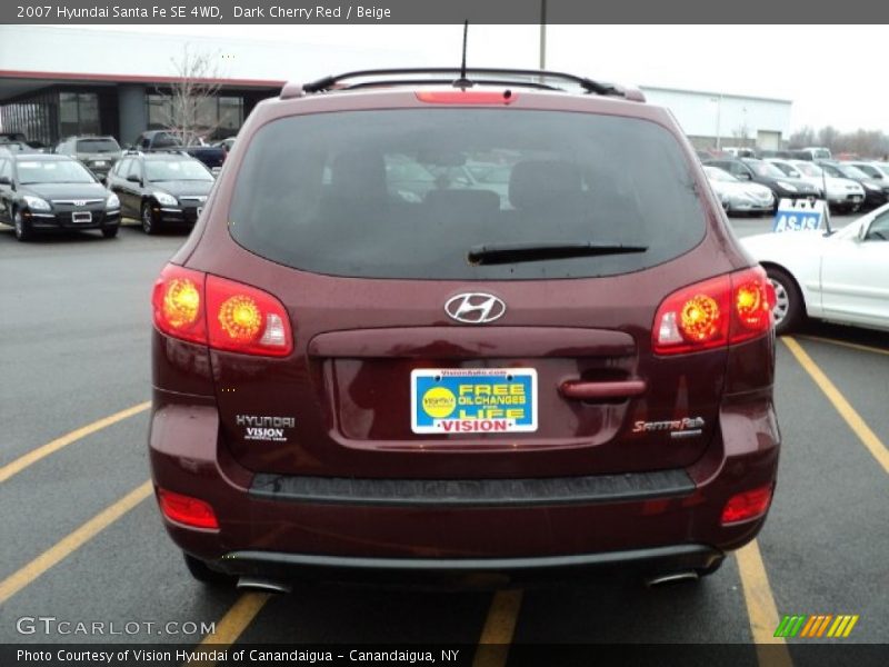 Dark Cherry Red / Beige 2007 Hyundai Santa Fe SE 4WD
