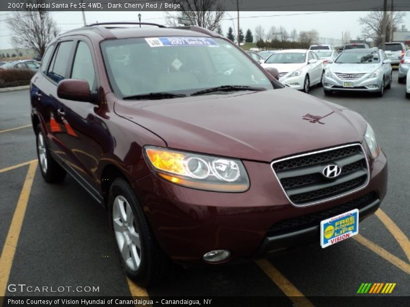 Dark Cherry Red / Beige 2007 Hyundai Santa Fe SE 4WD