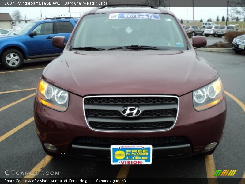 Dark Cherry Red / Beige 2007 Hyundai Santa Fe SE 4WD