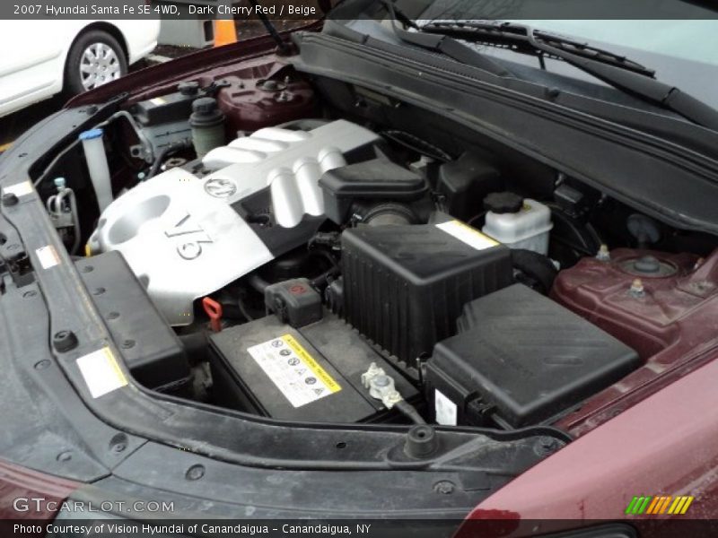 Dark Cherry Red / Beige 2007 Hyundai Santa Fe SE 4WD