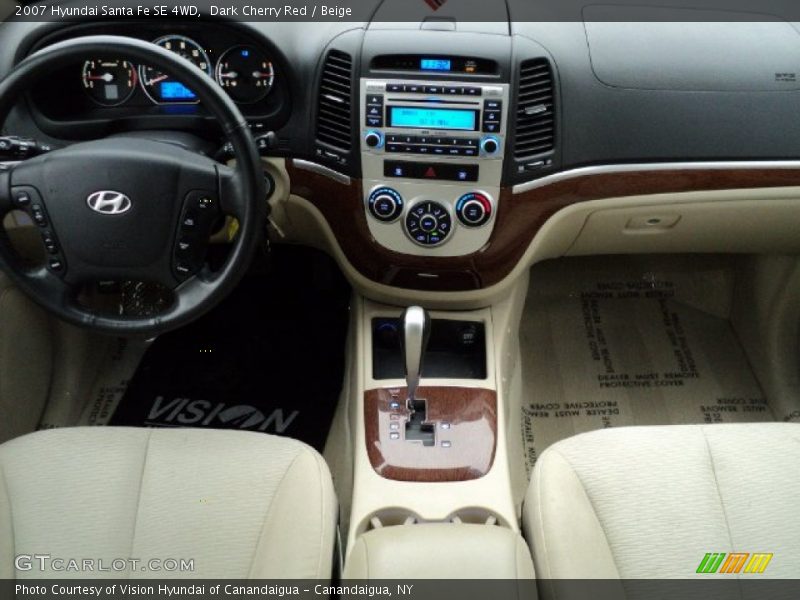 Dark Cherry Red / Beige 2007 Hyundai Santa Fe SE 4WD