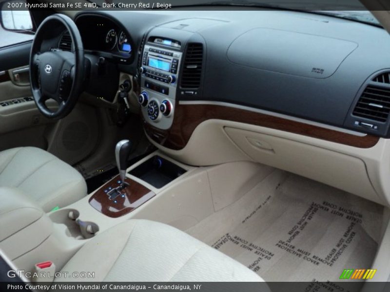 Dark Cherry Red / Beige 2007 Hyundai Santa Fe SE 4WD
