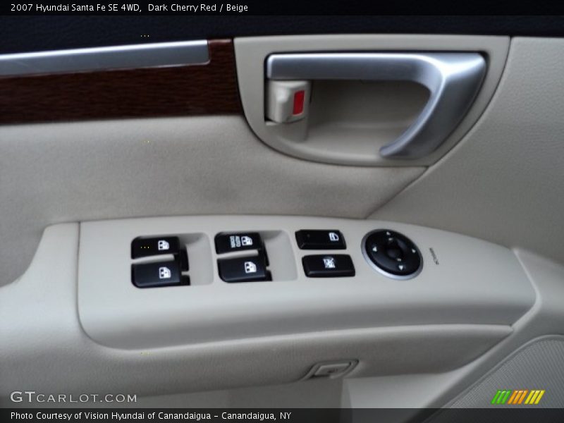 Dark Cherry Red / Beige 2007 Hyundai Santa Fe SE 4WD