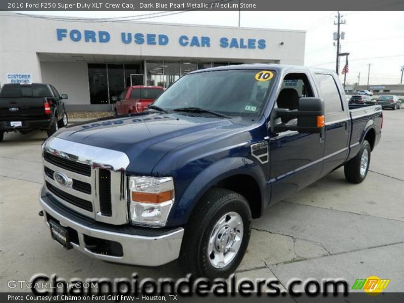 Dark Blue Pearl Metallic / Medium Stone 2010 Ford F250 Super Duty XLT Crew Cab