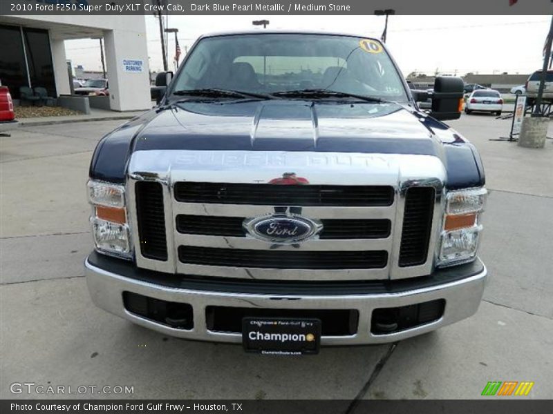 Dark Blue Pearl Metallic / Medium Stone 2010 Ford F250 Super Duty XLT Crew Cab