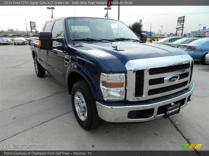 Dark Blue Pearl Metallic / Medium Stone 2010 Ford F250 Super Duty XLT Crew Cab