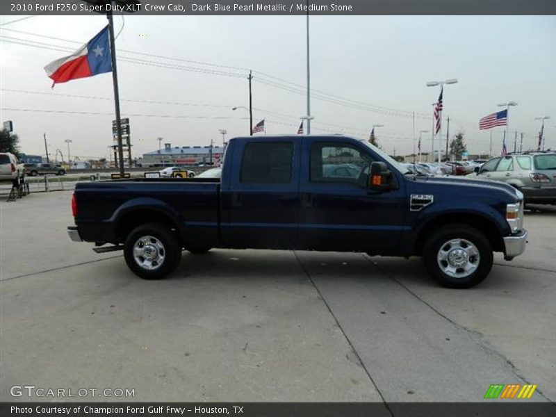 Dark Blue Pearl Metallic / Medium Stone 2010 Ford F250 Super Duty XLT Crew Cab