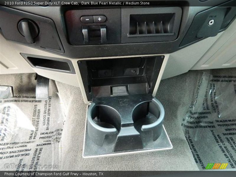 Dark Blue Pearl Metallic / Medium Stone 2010 Ford F250 Super Duty XLT Crew Cab