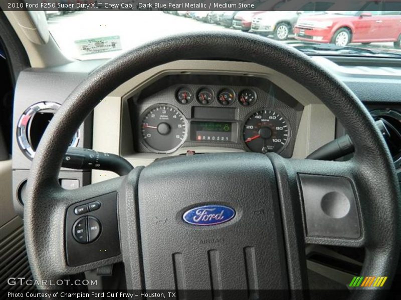 Dark Blue Pearl Metallic / Medium Stone 2010 Ford F250 Super Duty XLT Crew Cab