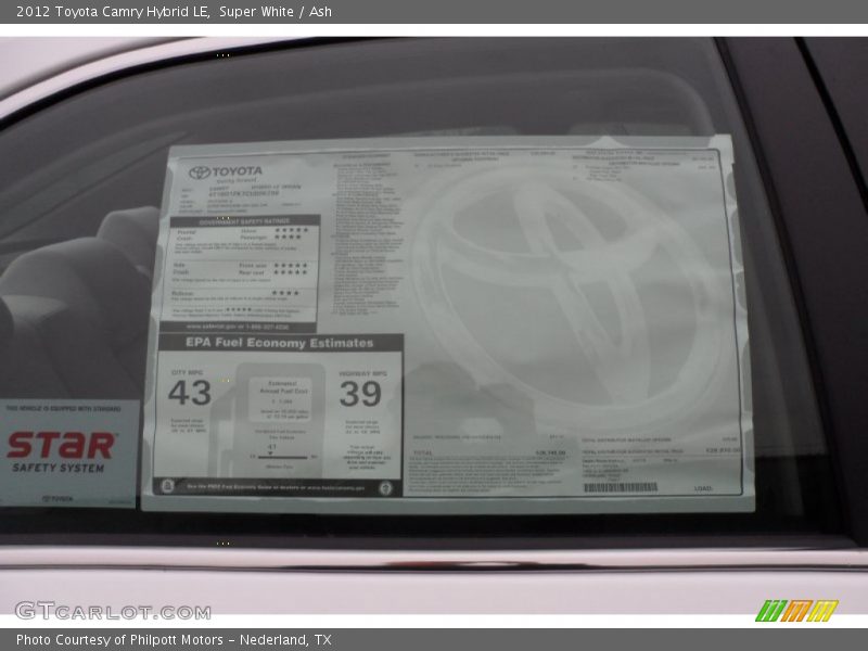 Super White / Ash 2012 Toyota Camry Hybrid LE