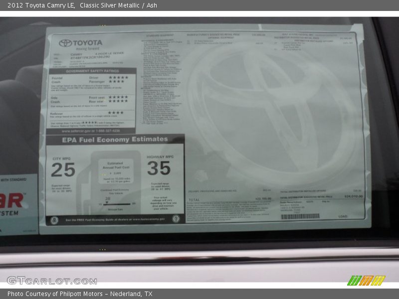 Classic Silver Metallic / Ash 2012 Toyota Camry LE