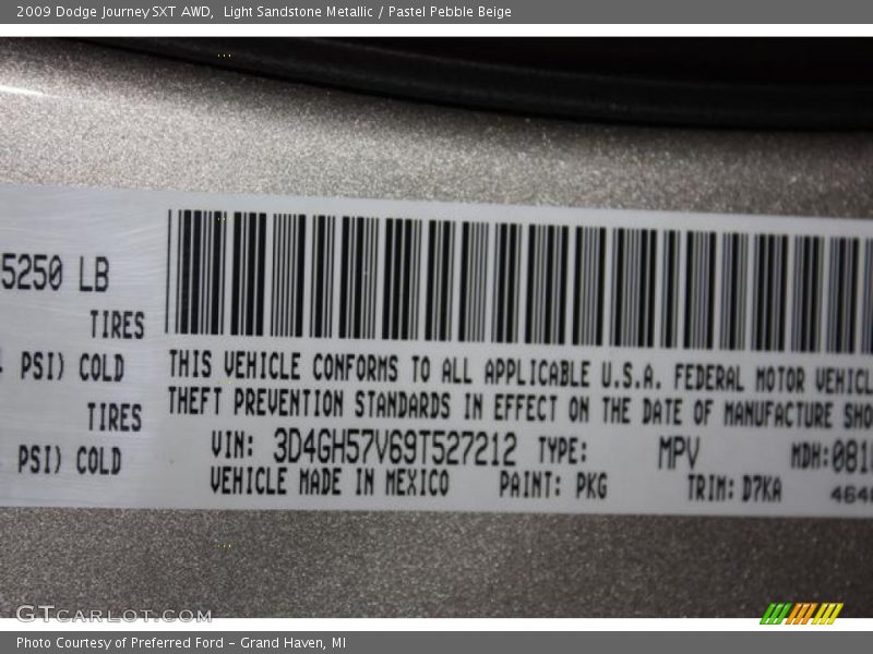 Light Sandstone Metallic / Pastel Pebble Beige 2009 Dodge Journey SXT AWD