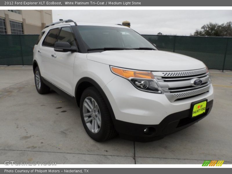 White Platinum Tri-Coat / Medium Light Stone 2012 Ford Explorer XLT EcoBoost