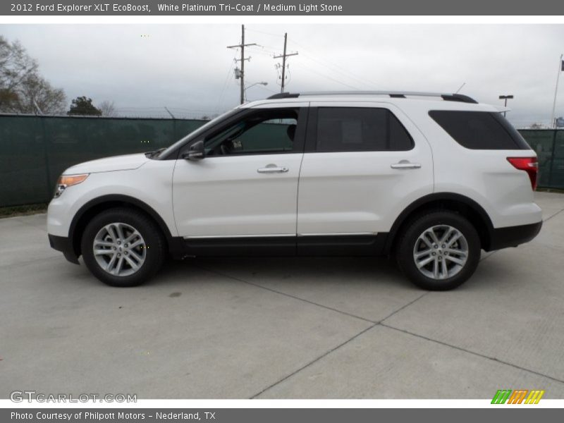 White Platinum Tri-Coat / Medium Light Stone 2012 Ford Explorer XLT EcoBoost