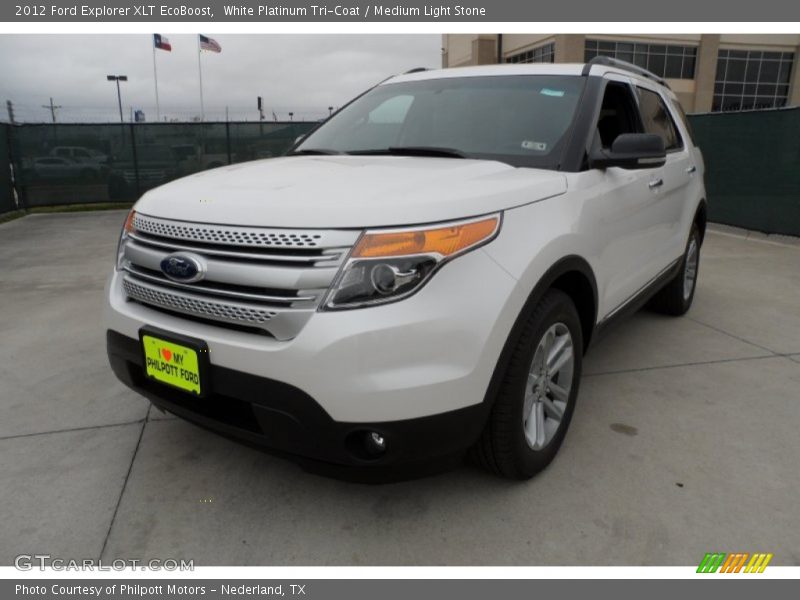 White Platinum Tri-Coat / Medium Light Stone 2012 Ford Explorer XLT EcoBoost