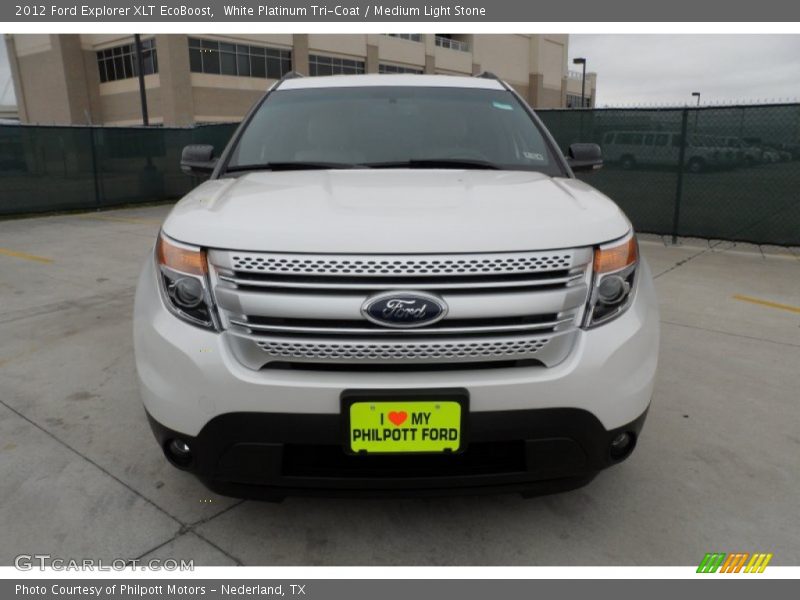 White Platinum Tri-Coat / Medium Light Stone 2012 Ford Explorer XLT EcoBoost