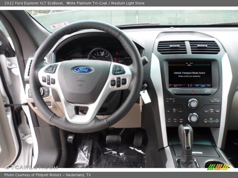 White Platinum Tri-Coat / Medium Light Stone 2012 Ford Explorer XLT EcoBoost