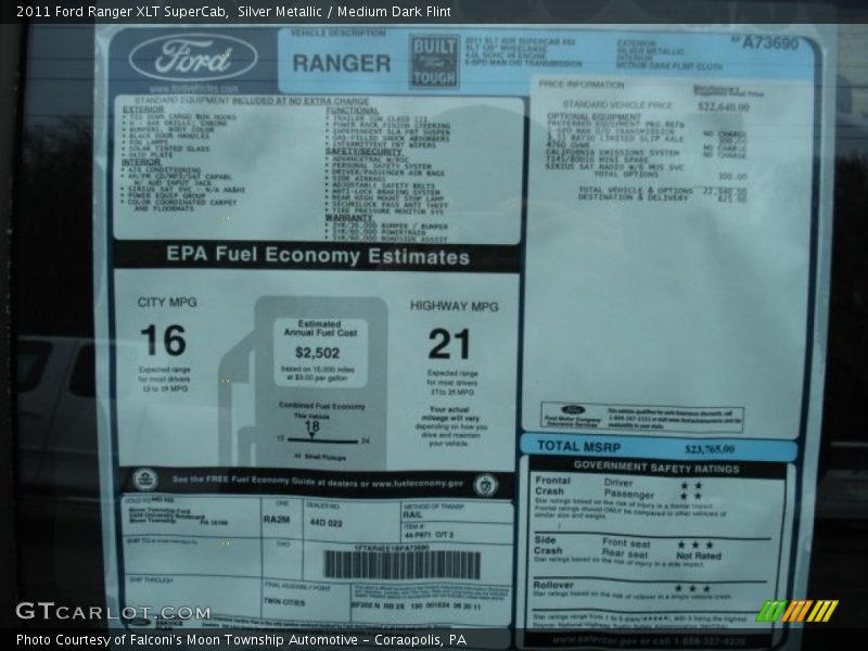 Silver Metallic / Medium Dark Flint 2011 Ford Ranger XLT SuperCab