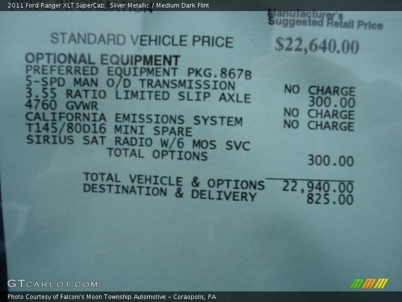 Silver Metallic / Medium Dark Flint 2011 Ford Ranger XLT SuperCab