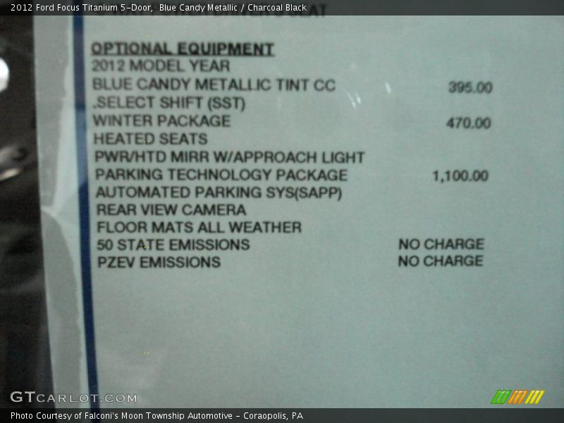 Blue Candy Metallic / Charcoal Black 2012 Ford Focus Titanium 5-Door