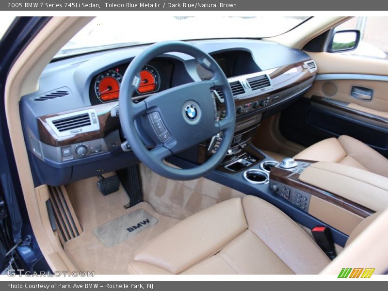 Toledo Blue Metallic / Dark Blue/Natural Brown 2005 BMW 7 Series 745Li Sedan