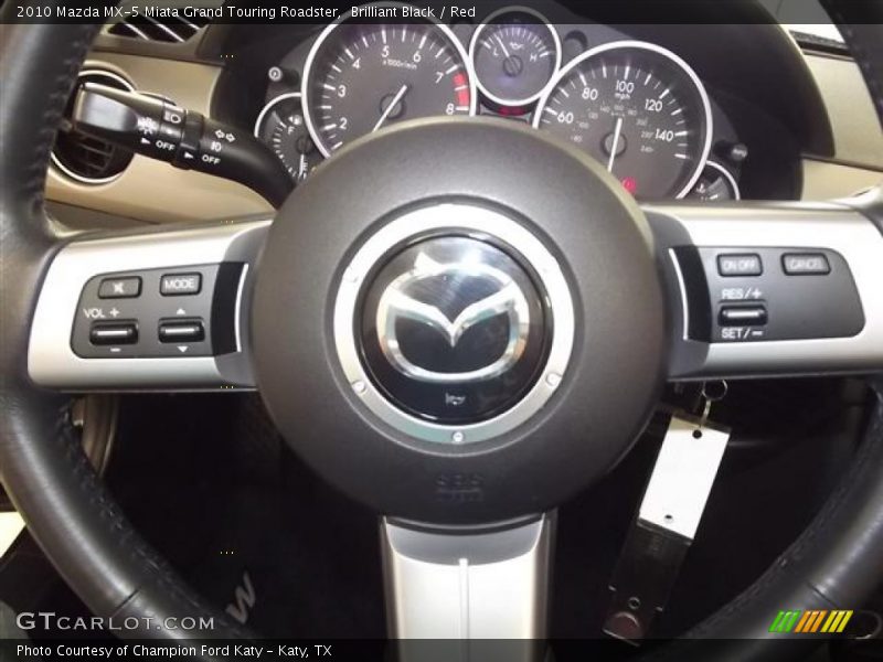 Brilliant Black / Red 2010 Mazda MX-5 Miata Grand Touring Roadster