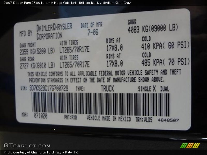 Brilliant Black / Medium Slate Gray 2007 Dodge Ram 2500 Laramie Mega Cab 4x4