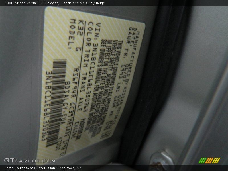 Sandstone Metallic / Beige 2008 Nissan Versa 1.8 SL Sedan