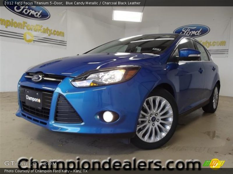 Blue Candy Metallic / Charcoal Black Leather 2012 Ford Focus Titanium 5-Door