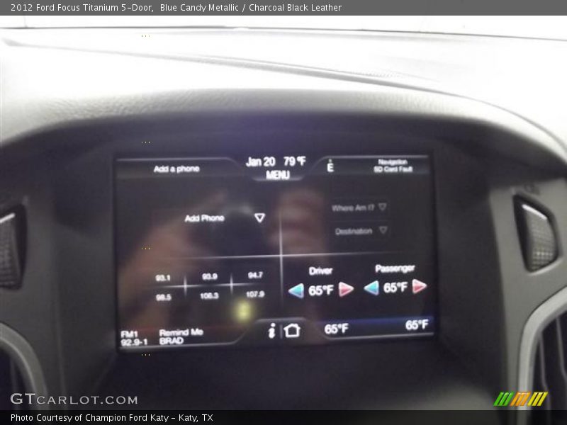 Blue Candy Metallic / Charcoal Black Leather 2012 Ford Focus Titanium 5-Door