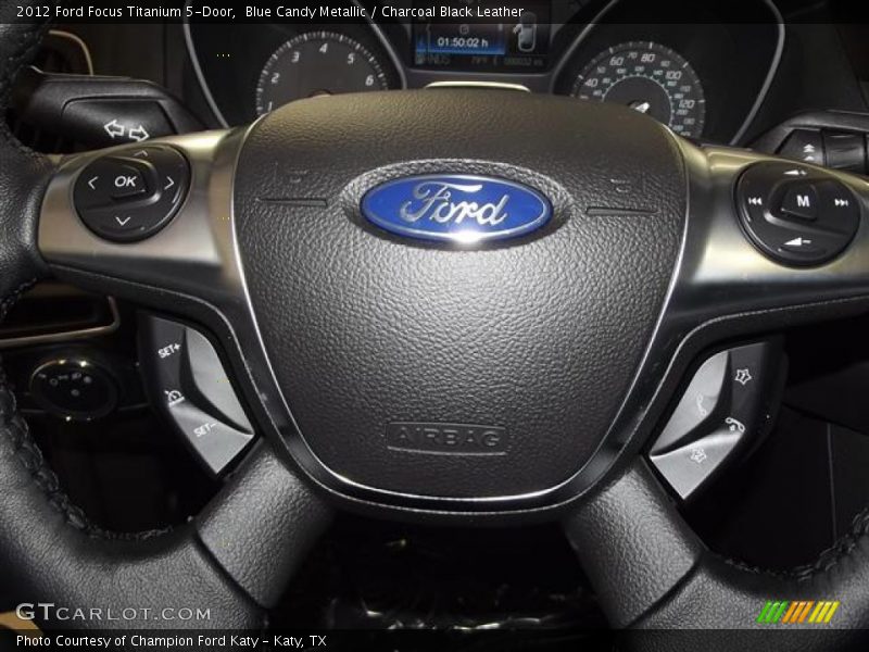 Blue Candy Metallic / Charcoal Black Leather 2012 Ford Focus Titanium 5-Door