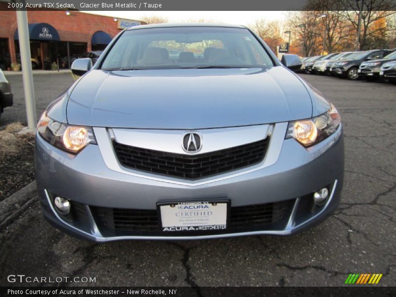 Glacier Blue Metallic / Taupe 2009 Acura TSX Sedan
