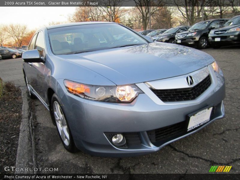 Glacier Blue Metallic / Taupe 2009 Acura TSX Sedan