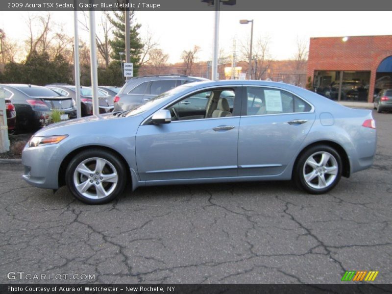 Glacier Blue Metallic / Taupe 2009 Acura TSX Sedan