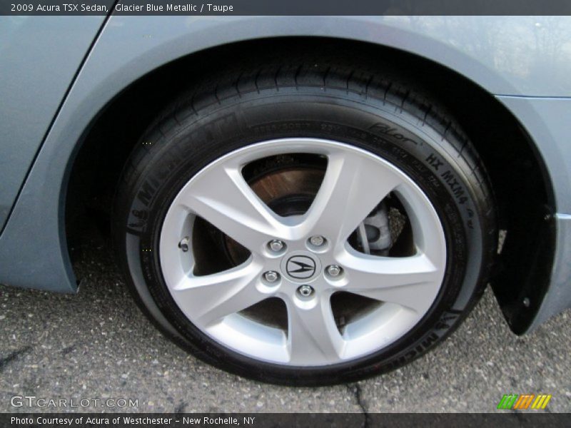 Glacier Blue Metallic / Taupe 2009 Acura TSX Sedan