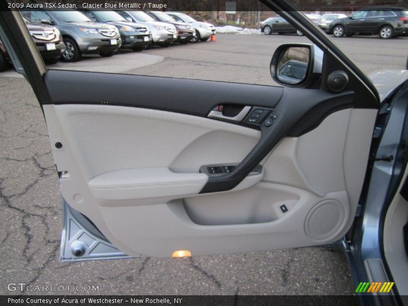 Glacier Blue Metallic / Taupe 2009 Acura TSX Sedan