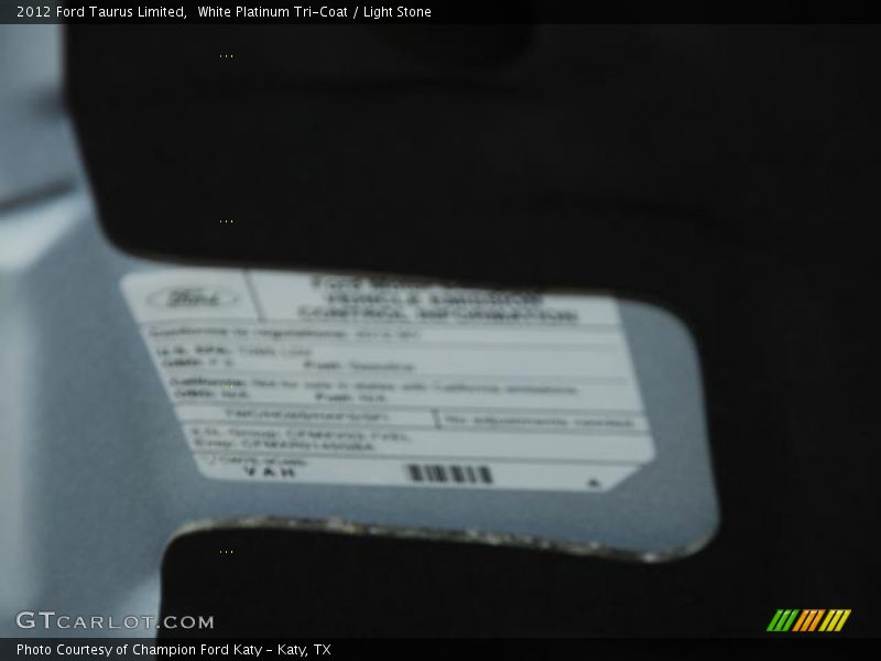 White Platinum Tri-Coat / Light Stone 2012 Ford Taurus Limited