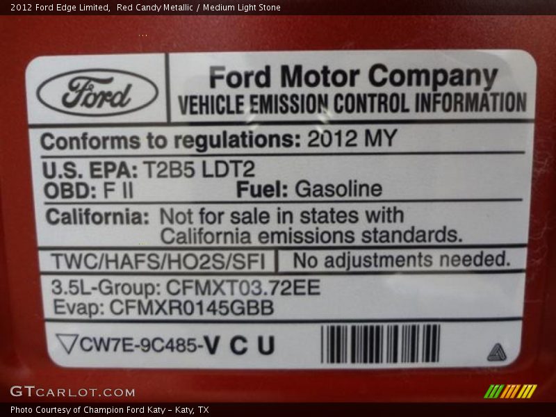 Red Candy Metallic / Medium Light Stone 2012 Ford Edge Limited