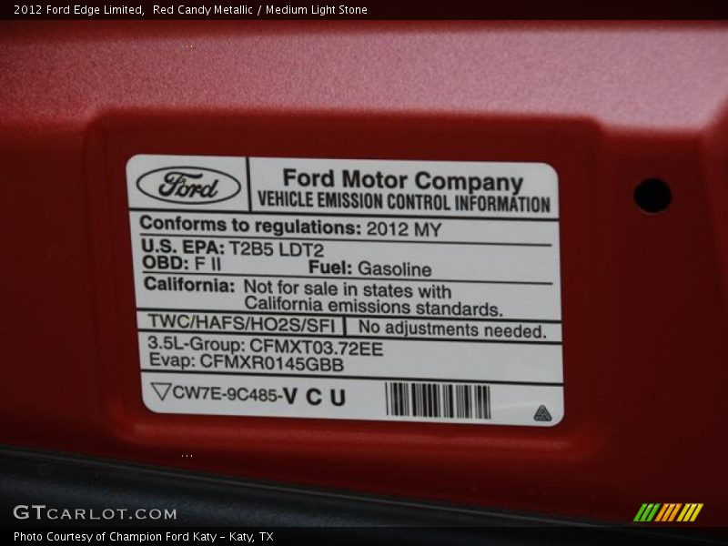 Red Candy Metallic / Medium Light Stone 2012 Ford Edge Limited