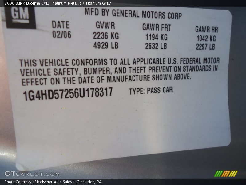 Platinum Metallic / Titanium Gray 2006 Buick Lucerne CXL