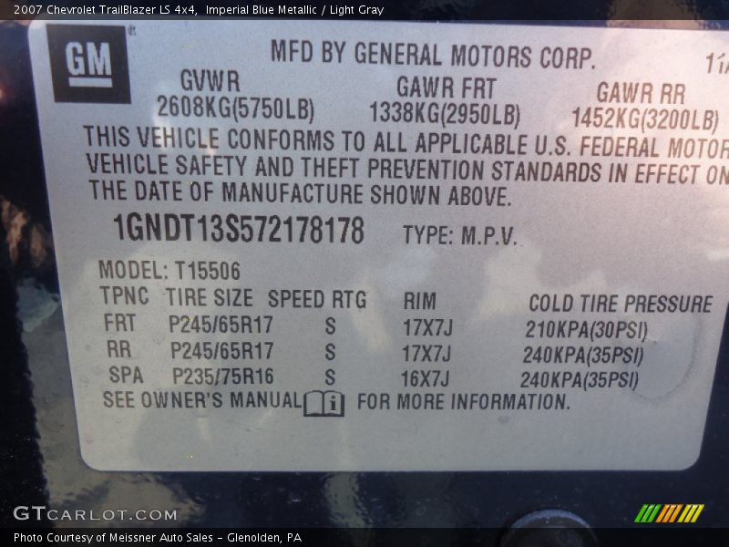 Imperial Blue Metallic / Light Gray 2007 Chevrolet TrailBlazer LS 4x4