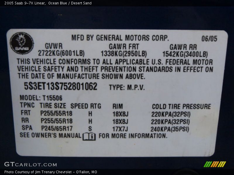 Ocean Blue / Desert Sand 2005 Saab 9-7X Linear