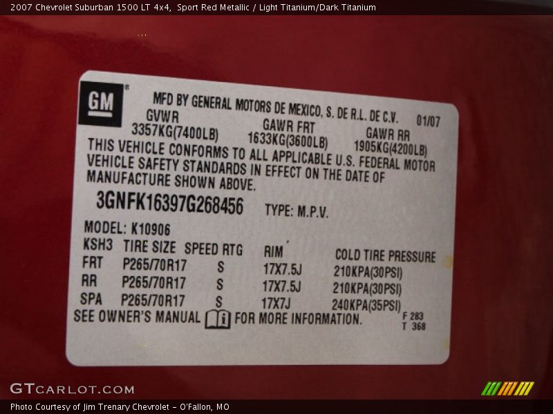 Sport Red Metallic / Light Titanium/Dark Titanium 2007 Chevrolet Suburban 1500 LT 4x4