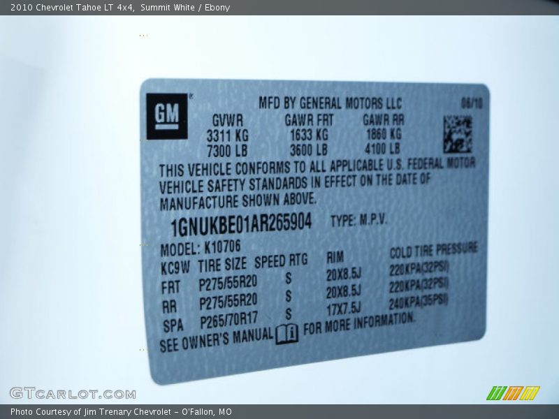 Summit White / Ebony 2010 Chevrolet Tahoe LT 4x4