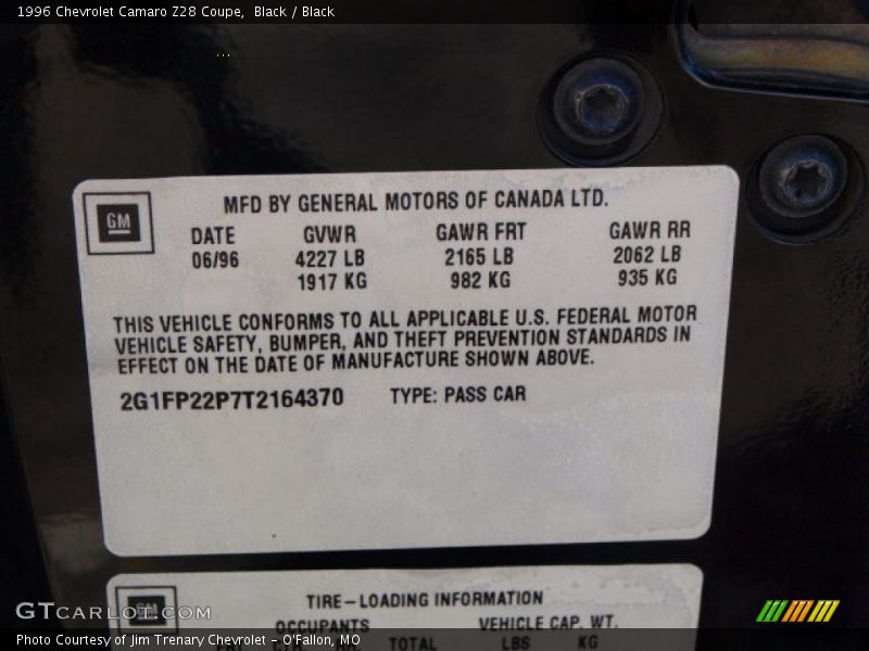 Black / Black 1996 Chevrolet Camaro Z28 Coupe
