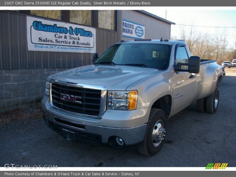 Silver Birch Metallic / Ebony Black 2007 GMC Sierra 3500HD SLE Regular Cab Dually