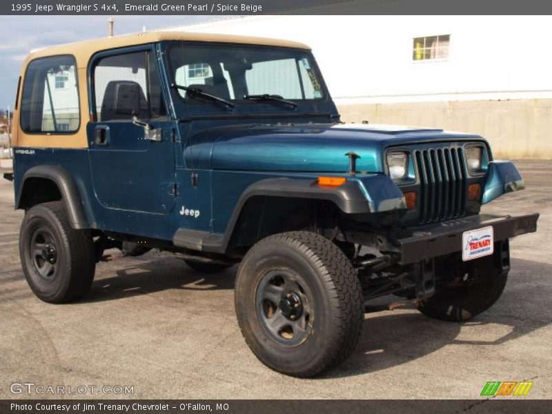 Emerald Green Pearl / Spice Beige 1995 Jeep Wrangler S 4x4